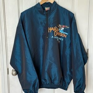 Vintage Harley Davidson Surf Style Windbreaker 1/4 Zip OS Fits All